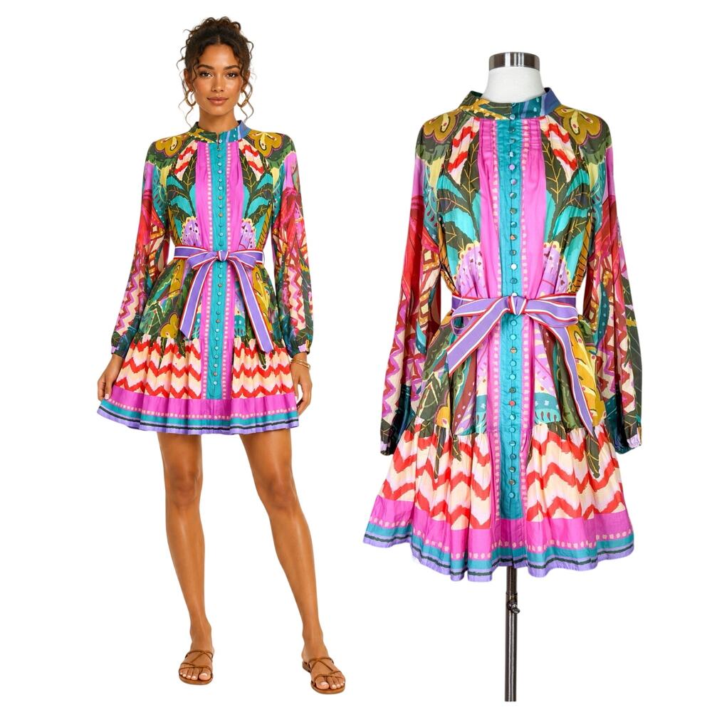 Antonio Melani | Brynn Colorful Paisley Floral Tie Waist Mini Dress Size 12